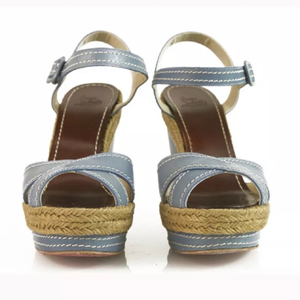 👠SOLD👠 Louboutin Blue wedge platform sandals - Picture 4 of 8